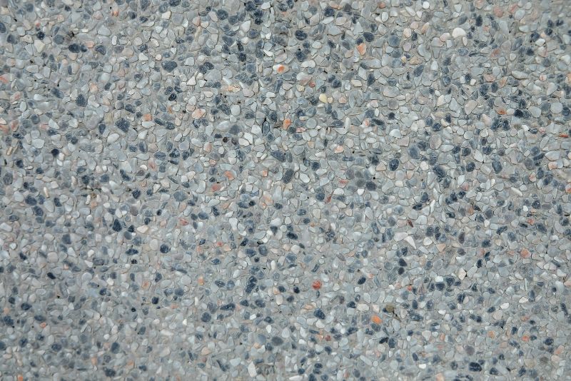 A photo of an exposed aggregate surface